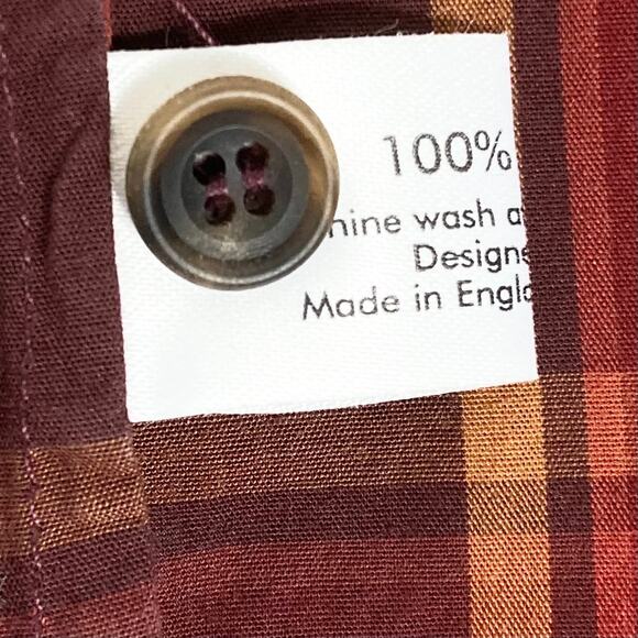 NWOT ESKANDAR Shirt 1~S~M~L~XL Oversized Plaid Brown Red High-Low Btn-Up Long-Sl - Picture 9 of 13